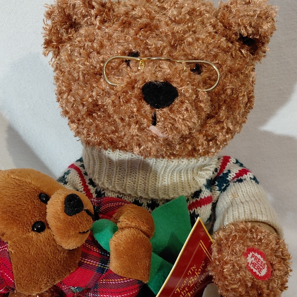 Avon Brown Teddy Bear with Sweater and Book